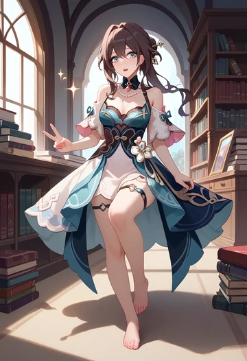 star rail,ruan mei,silk slip dress  - AI generated anime art